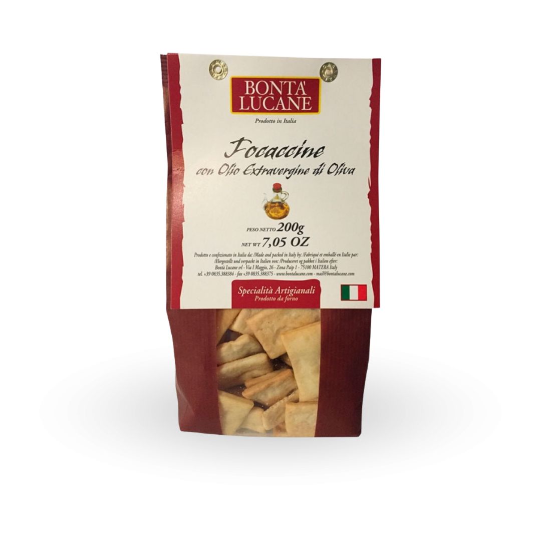Focaccine Olio Extravergine di Oliva Bontá Lucane 200 grs