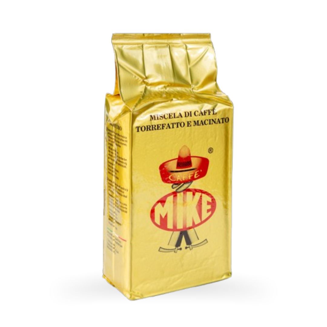 Paquete de Café Mike Oro molido de 250g, café de tueste natural artesanal italiano.
