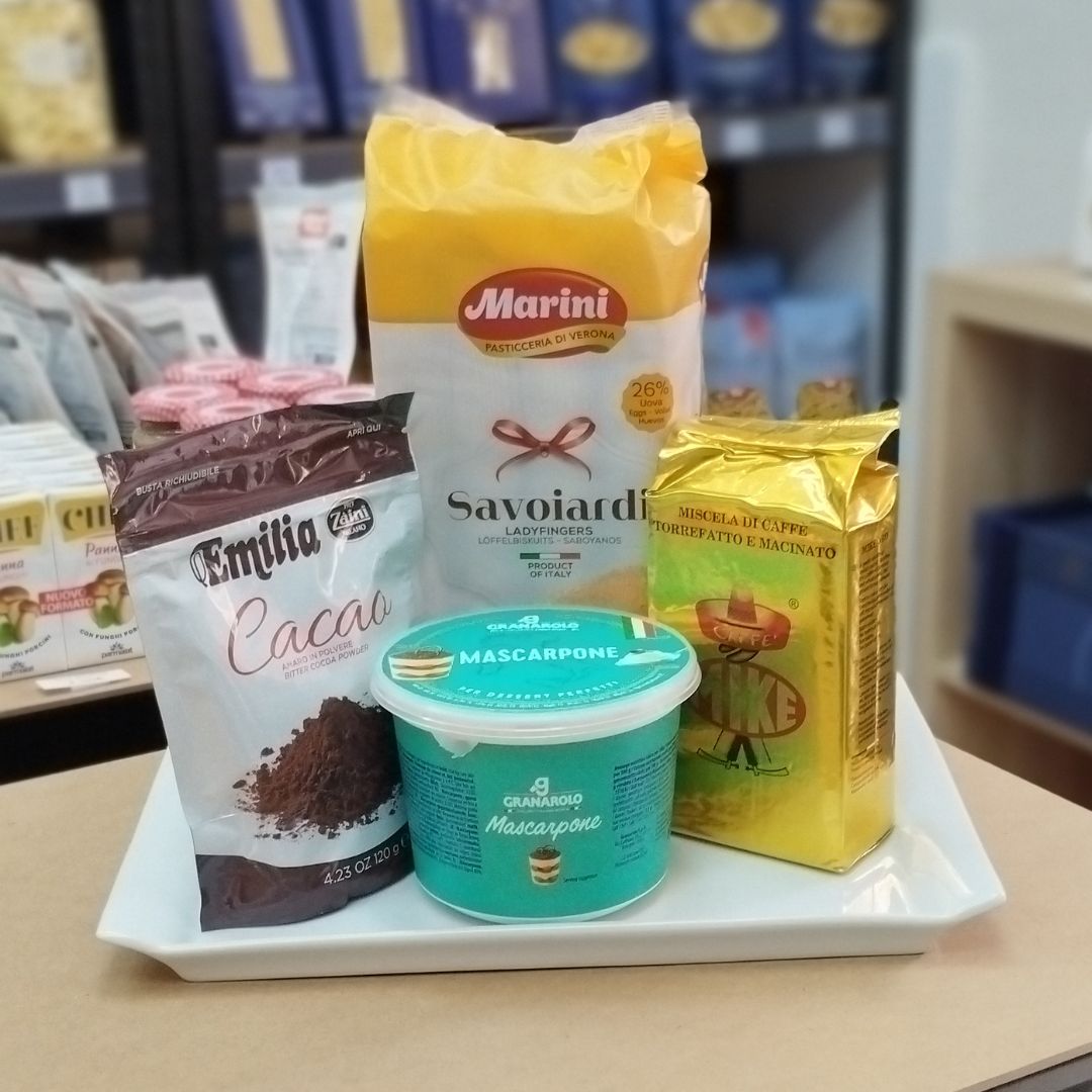 Prepara el tiramisú con productos italianos de calidad: mascarpone, savoiardi, cafe de tueste natural y el mejor cacao amarogo