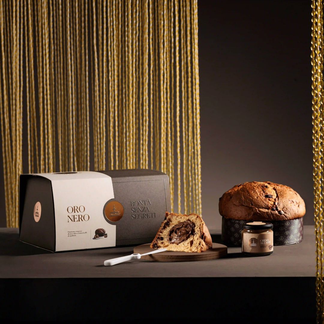 Panettone Oro Nero Fiasconaro con chocolate, línea Oro