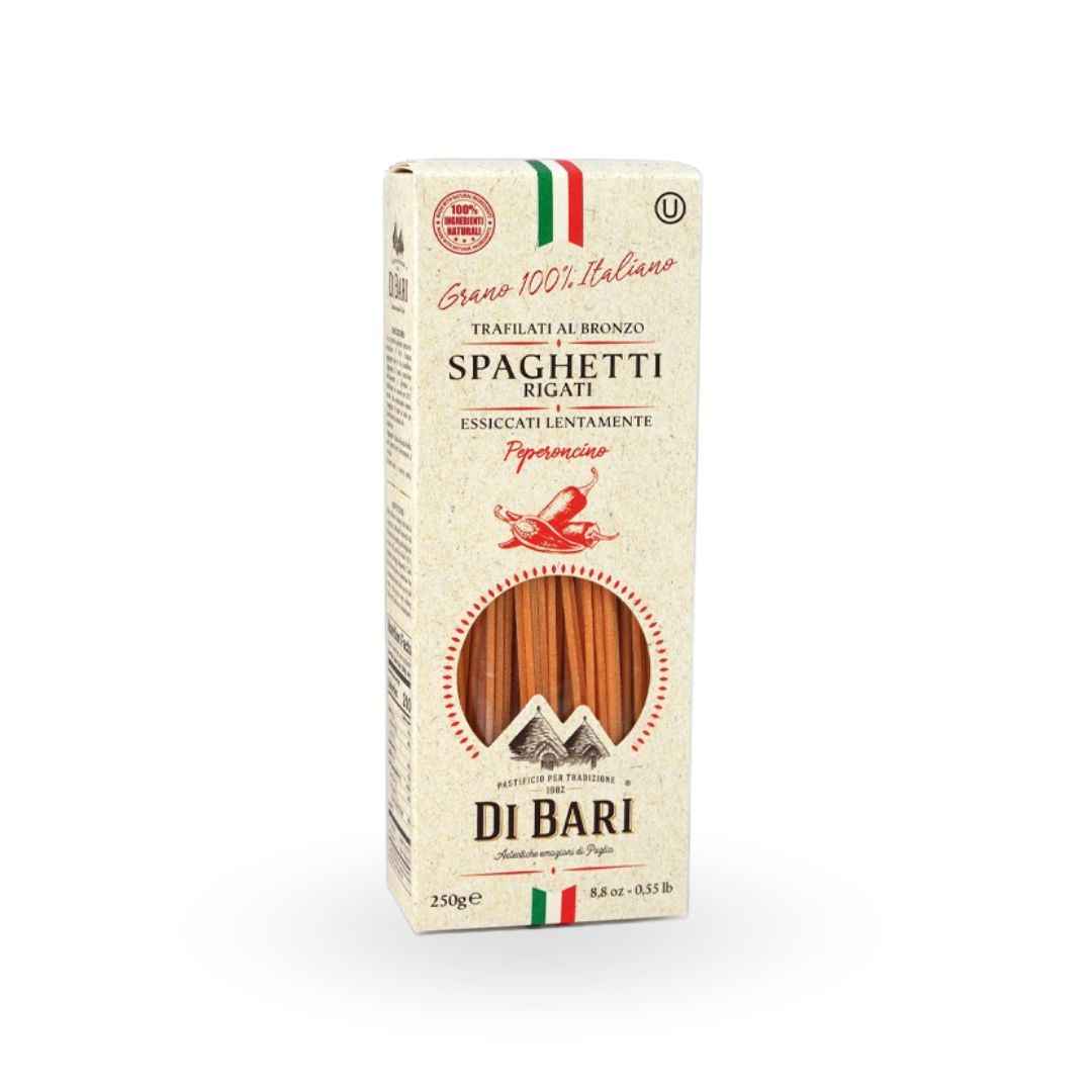 Spaghetti al Peperoncino Di Bari Taralloro (250g) — Pasta Artesanal Pugliese con peperoncino