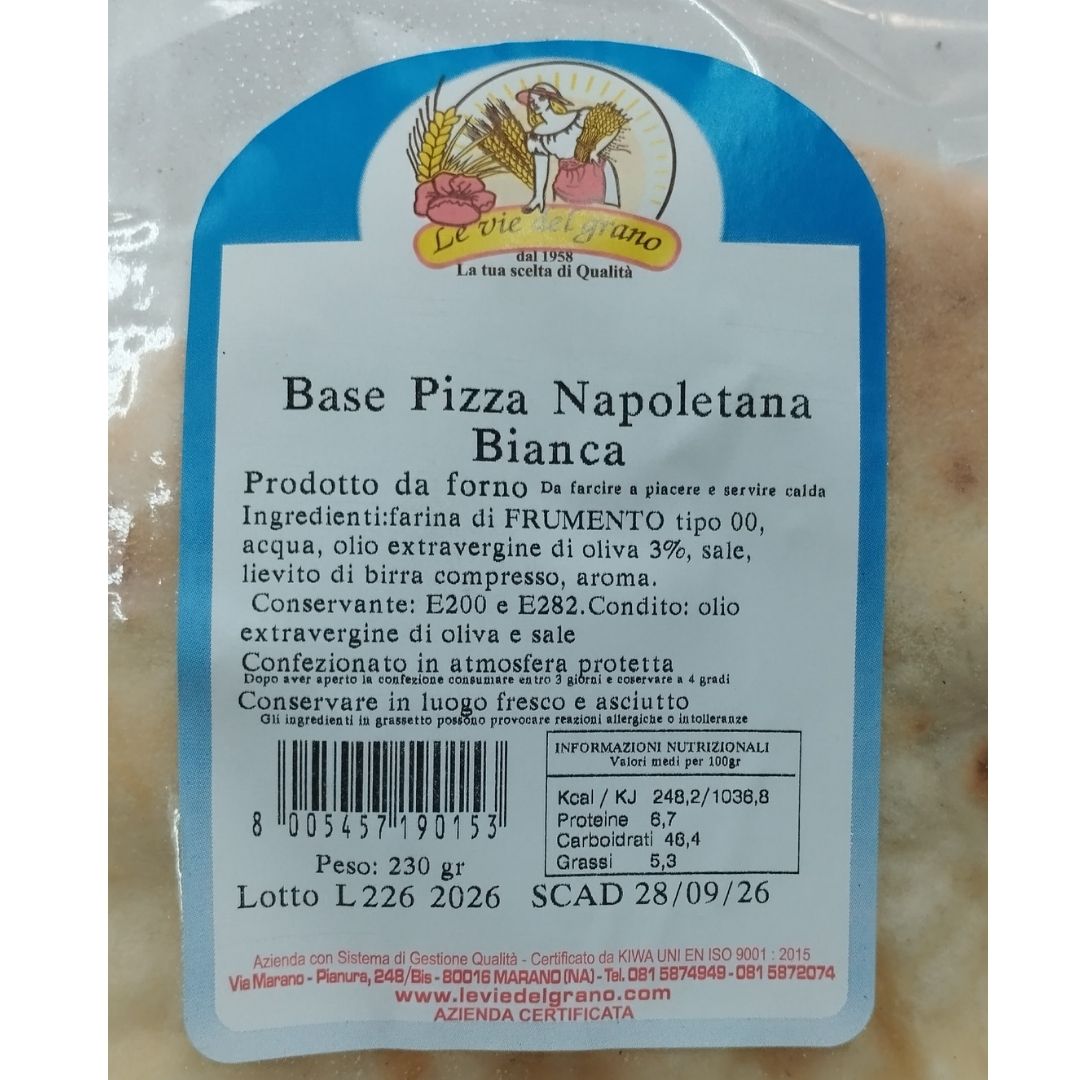 Base de pizza italiana artesana Le Vie del Grano, 30cm, lista para hornear 
