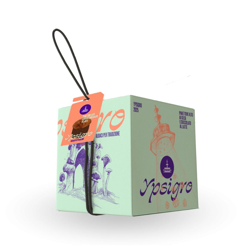 Panettone Fiasconaro Ypsigro con mora y chocolate con leche