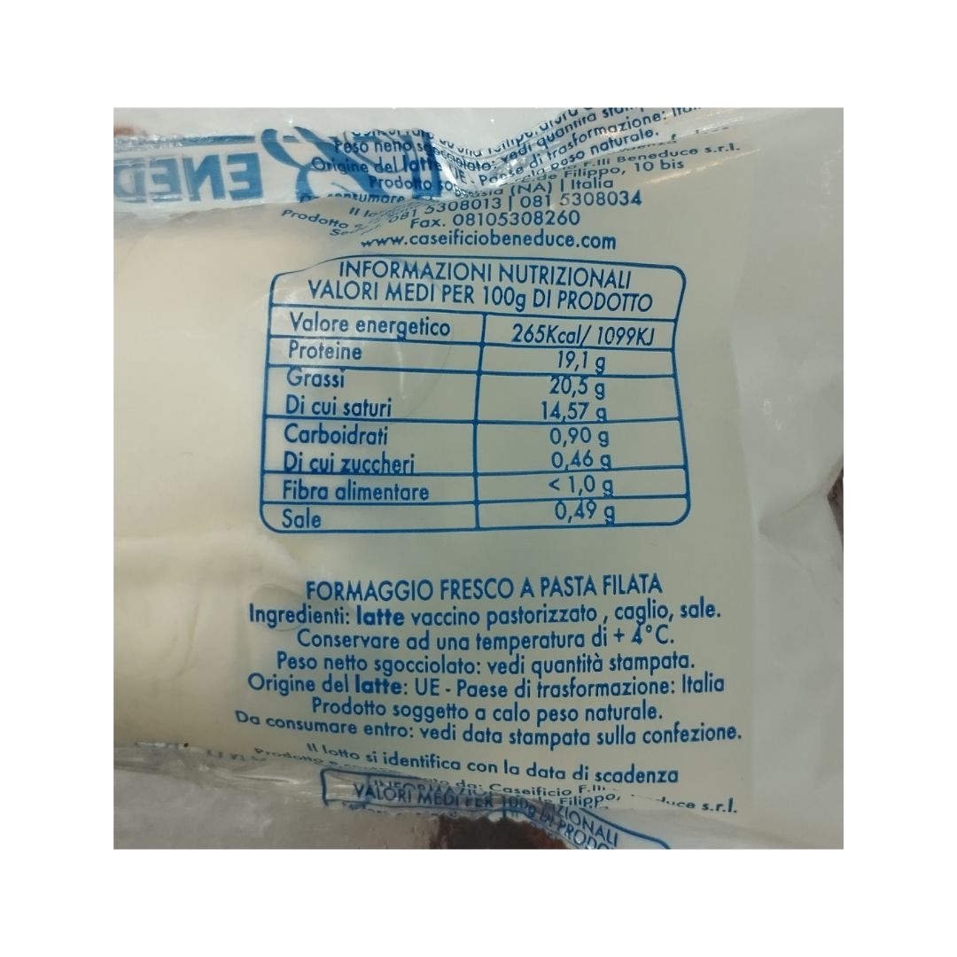 Ingredientes y valores nutricionales Fior di latte Beneduce