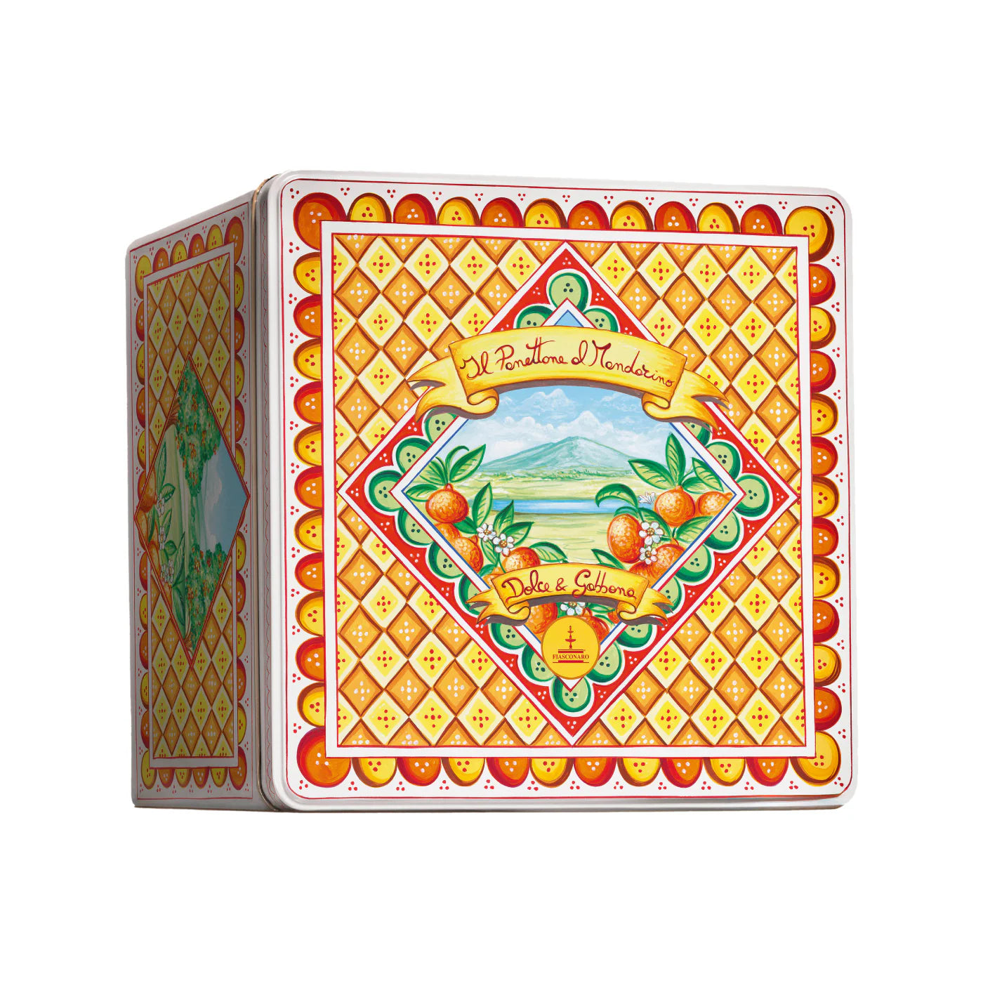 Panettone Dolce & Gabbana al Mandarino Fiasconaro, lata decorativa de la exclusiva marca de diseño de moda