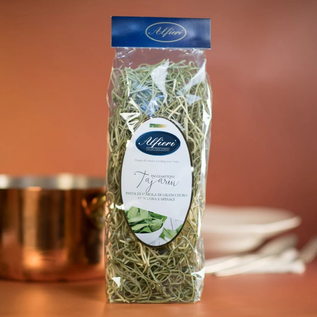 Nidos de pasta Tajarin Paglia e Fieno Alfieri (amarillo y verde) 250g.