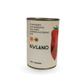 Lata de Tomate Pelado San Marzano DOP Nolano de 400g, cultivado en el Agro Sarnese-Nocerino, producto 100% italiano con sello de autenticidad.